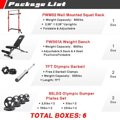 RitFit 2.36'' x 2.36'' Folding Squat Rack for Home Gym, Wall Mounted Squat Rack with Attachments - Space Saving Squat Power Rack - color: Orange, style: Folding Squat Rack with RP85LBS