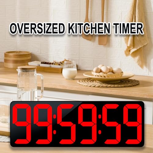 TXL 17.2" Bluetooth Digital Wall Clock with Seconds, Large Countdown Timer for Classroom Home Gym Kitchen Office, Alarm Clock with Remote Control, 4 Dimmable Brightness, Auto DST (Red) - color: Red