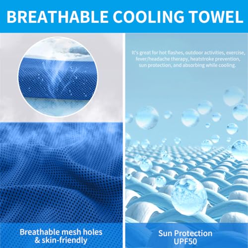 Puomue 5 Pack Cooling Towels, 40 Inches x 12 Inches, Breathable Soft Chilly Microfiber Towel for Yoga, Sport, Running, Workout, Gym, Camping and Fitness, Dark Blue - color: Dark Blue1
