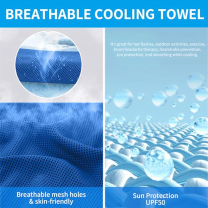Puomue 5 Pack Cooling Towels, 40 Inches x 12 Inches, Breathable Soft Chilly Microfiber Towel for Yoga, Sport, Running, Workout, Gym, Camping and Fitness, Dark Blue - color: Dark Blue1