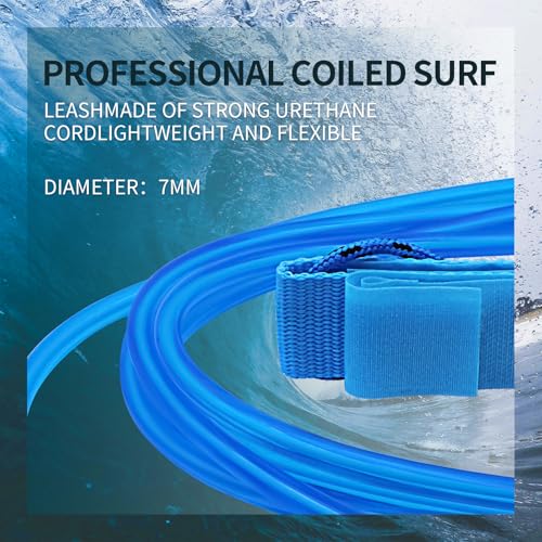 KOETSU Surf Leash 6ft/7ft/8ft/9ft/10ft - Premium Surfboard Leash for Shortboard/Longboard/SUP - 7mm Polyurethane Cord with Quick Release, Dual Swivel & Comfortable Neoprene Cuff - size: 9ft