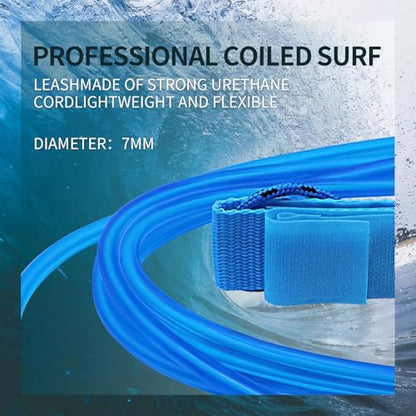 KOETSU Surf Leash 6ft/7ft/8ft/9ft/10ft - Premium Surfboard Leash for Shortboard/Longboard/SUP - 7mm Polyurethane Cord with Quick Release, Dual Swivel & Comfortable Neoprene Cuff - size: 9ft