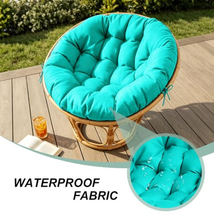 47" Round Tufted Floor Cushion, Thick Meditation Papasan with Ties - color: Lake Blue