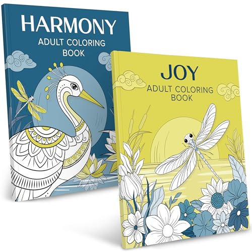 Coloring Books for Adults Relaxation, 2-Pack Set for Women, Stress Relief | Adult Coloring Book Set of 2 for Women, 60 Peaceful Designs & Inspiring Quotes, Mindfulness & Self-Care Stress Relief Gift - color: Relaxation Bundle - Harmony & Joy