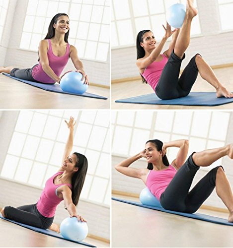 nononfish Mini Exercise Barre Ball for Yoga,Pilates,Stability Blance Exercise Training Gym Anti Burst and Slip Resistant BallWith Inflatable Straw (Blue)
