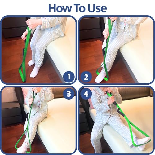 Leg Lifter for After Hip Replacement & Knee Surgery Recovery - Rigid Leg Lifter with Large Foot Loop, Elderly Mobility Aid, Post-Surgery Assist Device, After Surgery Must Haves. (Green) - color: Green