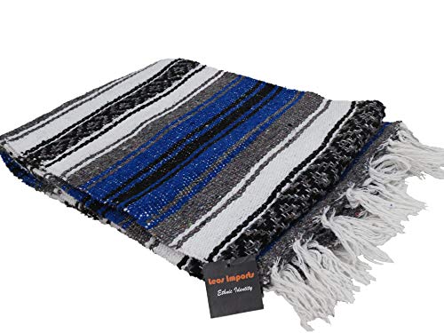 Leos Imports (TM 핸드메이드 클래식 멕시코 담요 XL 188cm x 132cm (블루) - color: 블루.