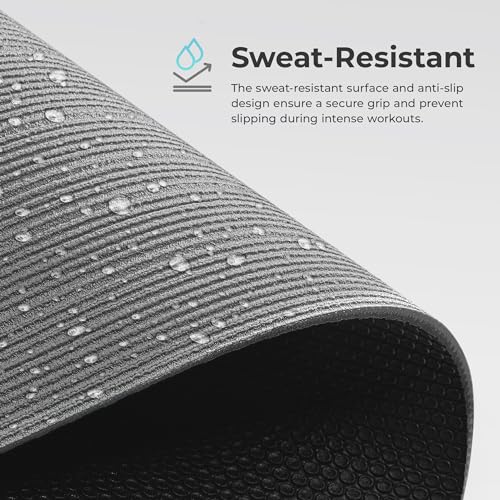 Sunny Health & Fitness Exercise Yoga Mats - Non-Slip Support for Home & Gym - color: Premium Grey