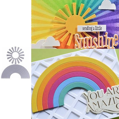 Rainbow Cutting Dies Sun Die Cuts Metal Embossing Stencils Template Mould for Making Card DIY Scrapbooking Photo Album Decorative (Large Size) - style: Sun and Rainbow