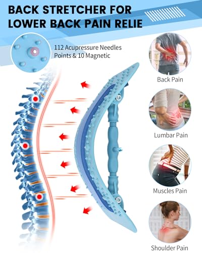 Back Stretcher Lumbar Backs Cracker with Magnet Backs Massager Lower Back Pain Relief Upgraded Multi-Level Support Stretcher Spinal Board Device for Herniated Disc, Sciatica, Scoliosis