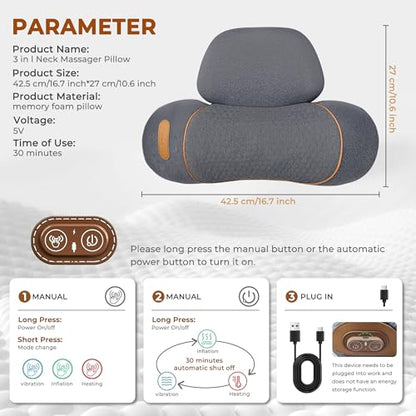 3-in-1 Neck Massager Pillow with Heat