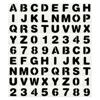 PATIKIL 2 Set 2" Letter Number Stencils, 36Pcs Square Reusable Letter and Number Stencil Templates for Painting on Wall Wood Fabric Signage, Uppercase Letter Style - size: 2"