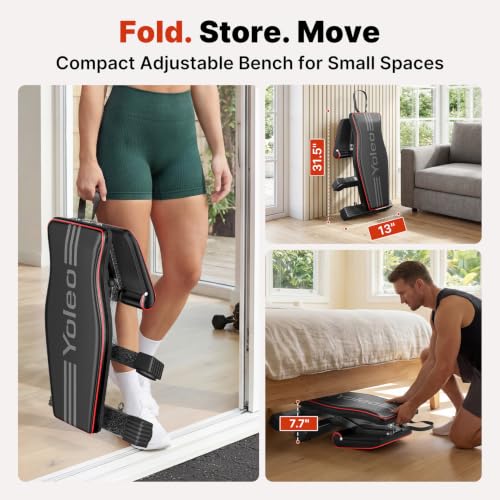YOLEO Adjustable Weight Bench, ASTM-Certified 827LBS - size: L