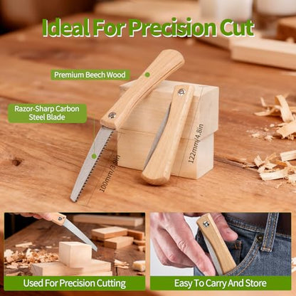 Wood Carving Kit - 23Pcs Wood Carving Tools Set,Carving Knife Set with 4Pcs Whittling Knives,11Pcs Chisel Knives,5Pcs Detail Carving Knives,1Pc Folding Saw,Wood Chisel Sets for Beginners Adults Kids