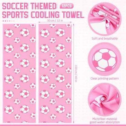 FuWeave 12 Pcs Soccer Cooling Towels Gifts 40 X 12 Inch - color: Soccer, size: 40 x 12 inches