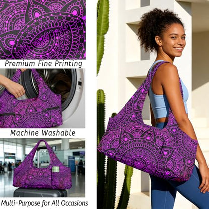 Yoga Mat Bag for Women Men Large Yoga Bag Travel - color: Purple-2