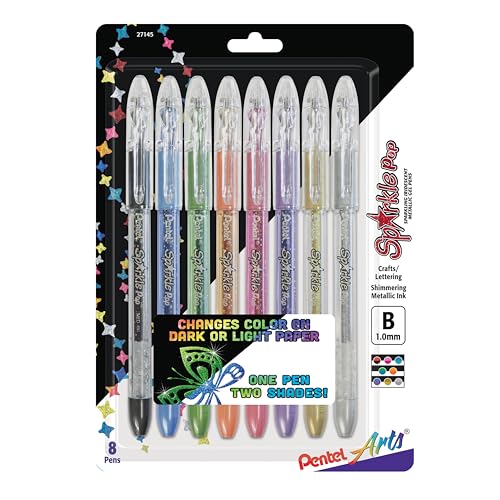 Sparkle Pop Metallic Gel Pen, Stick, Bold 1 mm, Assorted Ink Colors, Clear Barrel, 8/Pack - size: 8 Count (Pack of 1), style: Sparkle Pop