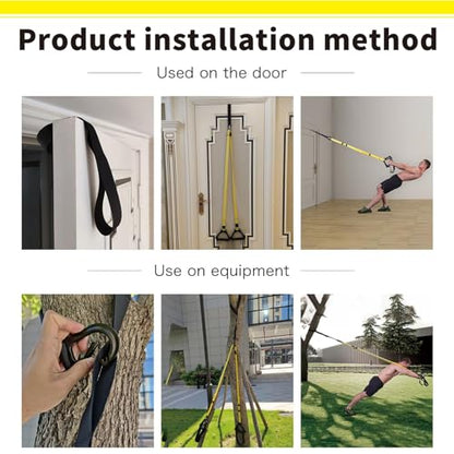 Bodyweight Resistance Training Straps, Home Gym Fitness Trainer kit - color: Army Green