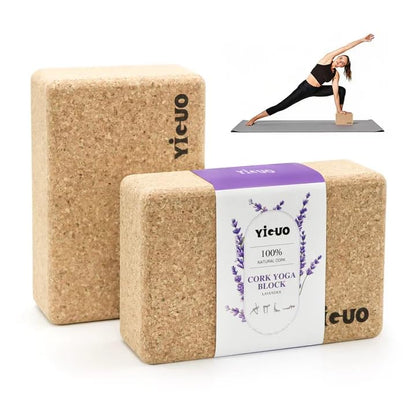 YIGUO 2 Pack Cork Yoga Blocks | Natural Eco-Friendly High Density Non-Slip Yoga Blocks for Women & Men | 9x6x3 Inches for Yoga, Pilates, Stretching
