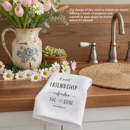 1 PCS Funny A Sweet Friendship Refreshes The Soul Hand Towels,Christian Kitchen Towels,Gift for Friend Woman, Hostess Gifts - color: Color_01