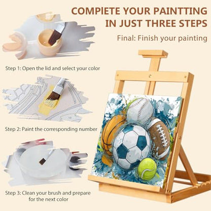 Reivworl Framed Ball Sports Paint by Numbers Kit for Adults Beginner 10×10 inch - color: 14-Ball