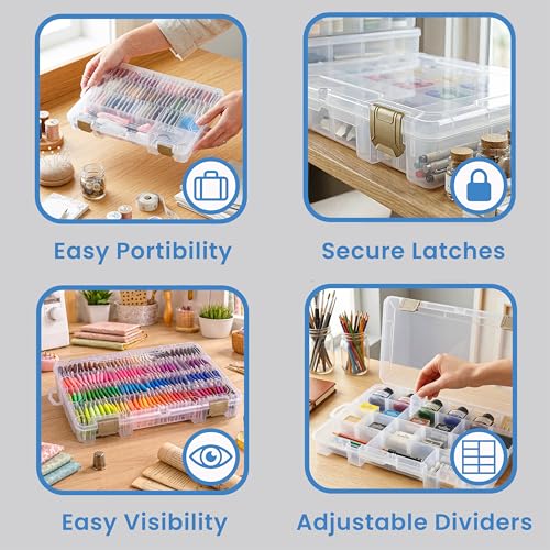 ArtBin Floss Finder Box: Clear Sewing Organizer with 6 Compartments, 12 Dividers, Durable - Perfect for Embroidery Floss and Small Sewing Supplies Storage | 6 Compartments, 12 Dividers, 10.75 x 7.375 x 1.75 Inches, For Embroidery Floss and Small Supplies,