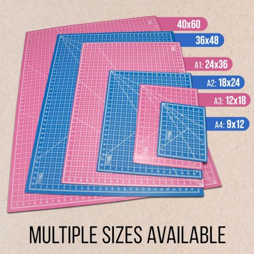 U.S. Art Supply 40"x60" Self-Healing Cutting Mat 5-Ply Pink/Blue | Double-Sided Pink/Blue Craft Mat, Non-Slip Cutting Mats for Crafts, Sewing, Quilting, Scrapbooking - color: Pink/Blue