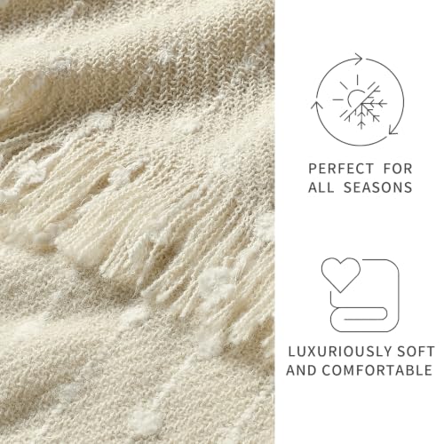 BOURINA Faux Cashmere Throw Blanket, Soft Sofa Blanket, Beige 50x60 inch - color: Beige