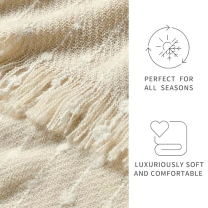 BOURINA Faux Cashmere Throw Blanket, Soft Sofa Blanket, Beige 50x60 inch - color: Beige