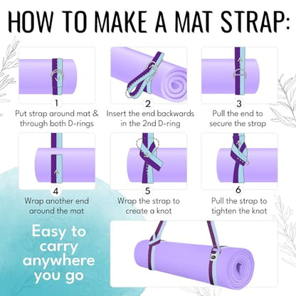 TECEUM 2 IN 1 Yoga & Mat Strap for Stretching – Cotton – 6/8/10 ft - color: Purple Blue, size: 6 ft
