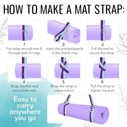 TECEUM 2 IN 1 Yoga & Mat Strap for Stretching – Cotton – 6/8/10 ft - color: Purple Blue, size: 10 ft