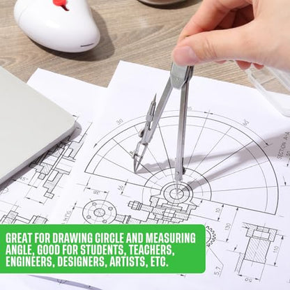 EBOOT Student Geometry Set, 180 Degree Protractor Compass 6",Green | Swing Arm Protractor Ruler Compass, Geometry Drawing Tools for Measuring Angles, School Classroom Math Supplies - color: Green