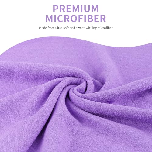 MICROFI Microfiber Hot Yoga Towel Mat, 24 x 72 inches, with Non-Slip Silicone Grip, Secure Fit Elastic Straps (Purple) - color: Purple