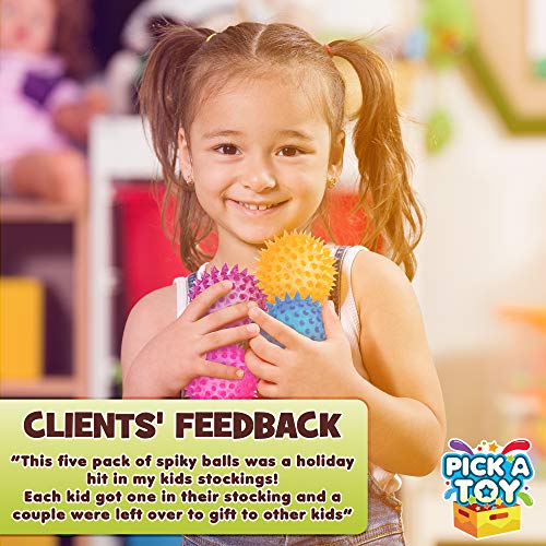 Squishy Stress Relief Sensory Toys Fidget Spiky Ball 5 - Pcs Set – Eco-Friendly Squeezy Antistress Toy Balls for Men, Women, Adults, Teens & Children –Ideal for People with OCD, ADHD, ADD & Autism - size: 5 Pcs
