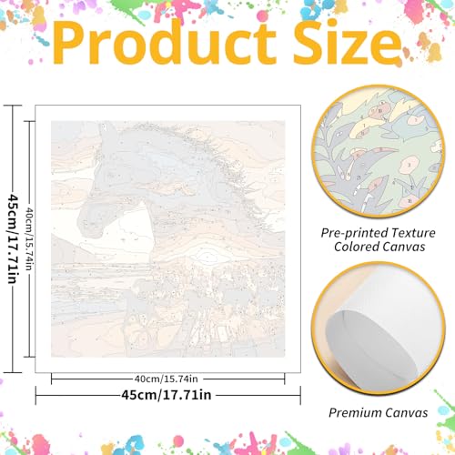 Horse Paint by Numbers Kit for Adults, 16x16 inch | DIY Painting Kits Crafts for Adults, Relieve Stress, Gift, Home Wall Decor - color: Horse