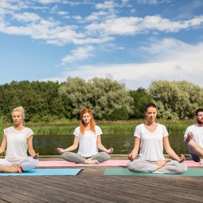 Breling 3 Pack 26"x73" Hot Yoga Mat Towel Pack Non-Slip Yoga Mat Gym Sweat Absorbent Microfiber Towel for Pilates Workout Women Men - color: Blue, Green, Pink
