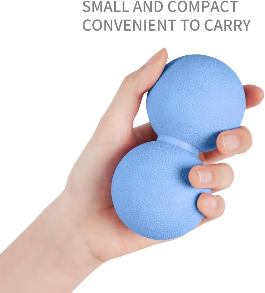 Double Lacrosse & Micro-Elastic Peanut Massage Ball - Myofascial Release Tool for Muscle, Back, Foot, and Physical Therapy, Mobility Roller for Acupressure and Relaxation (Blue) - color: Blue