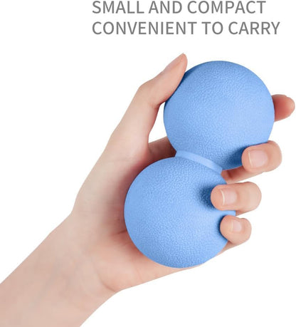 Double Lacrosse & Micro-Elastic Peanut Massage Ball - Myofascial Release Tool for Muscle, Back, Foot, and Physical Therapy, Mobility Roller for Acupressure and Relaxation (Blue) - color: Blue