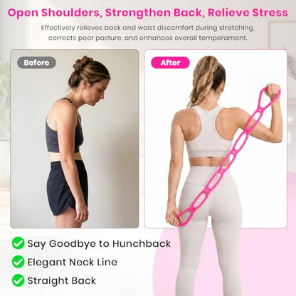 7 Ring Adjustable Resistance Bands, Workout Stretch Fitness Resistance Exercise Band with 7-Level, Ideal for Women Men Yoga/Pilates/Physical Therapy/Home Gym for Arm/Shoulders/Foot/Leg Fitness - color: Pink