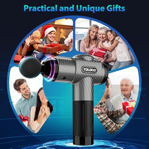 TOLOCO Massage Gun, Deep Tissue Back Massage for Athletes for Pain Relief, Percussion Massager with 10 Massages Heads & Silent Brushless Motor, Fathers Day Dad Gifts, Carbon - color: Carbon