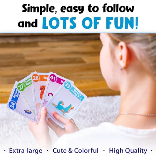 Yoga Cards for Kids, Age 5+, 44 Fun Animal Poses & Breathing Exercise Game