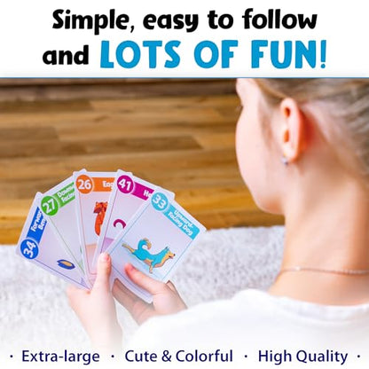 Yoga Cards for Kids, Age 5+, 44 Fun Animal Poses & Breathing Exercise Game
