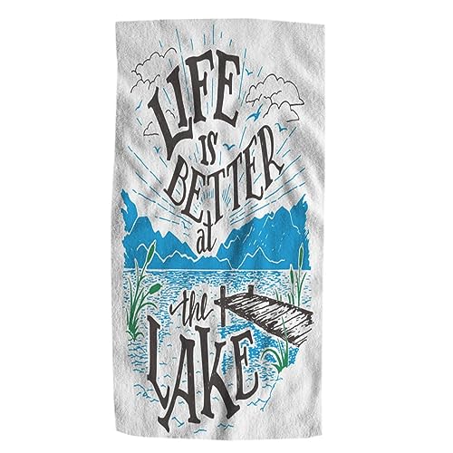 Pehede Lake House Sign Hand Towel for Bathroom Life is Better at The Lake Lakeside Living Cabin Decorative Bath Towels Soft Absorbent Kitchen Hand Towels for Home Kitchen Bathroom Decor 15x30 in - color: Lake House Sign