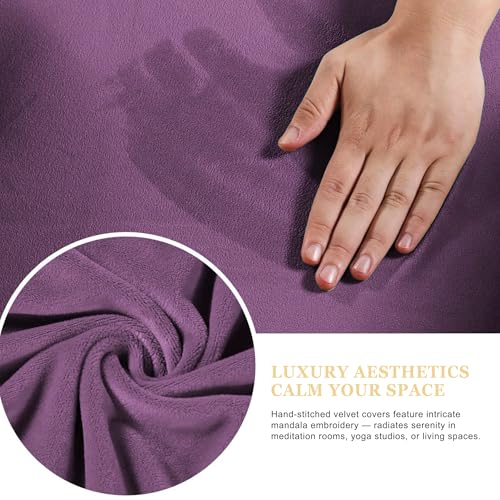 Meditation Zafu Cushion Set,Removable Machine-Washable Luxury Velvet Cover (Purple（Only Cover）) - color: Purple（only Cover）