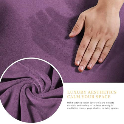 Meditation Zafu Cushion Set,Removable Machine-Washable Luxury Velvet Cover (Purple（Only Cover）) - color: Purple（only Cover）