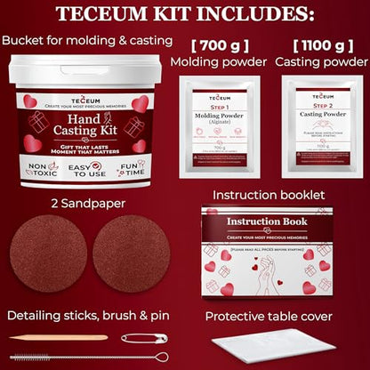 TECEUM Hand Casting Kit – Unique Gift for Couples, Family, Babies & Adults | DIY Romantic Gift for Wedding, Anniversary, Engagement, Baby Showers, Mother's Day and Christmas. Keepsake for Her & Him