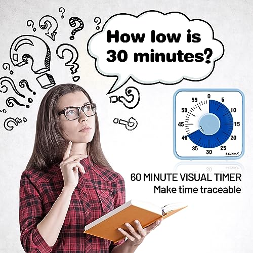 Secura 60-Minute Visual Countdown Timer, 7.5-Inch Oversize Classroom Visual Timer for Kids and Adults, Durable Mechanical Kitchen Timer Clock with Magnetic Backing (Navy Blue) - color: Navy Blue
