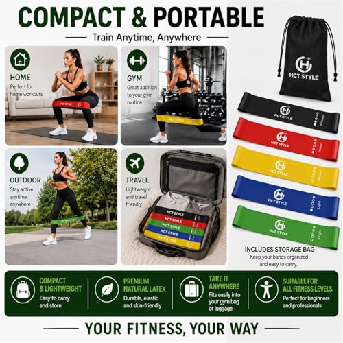 Loop Resistance Bands for Working Out, Exercise Bands Set of 5