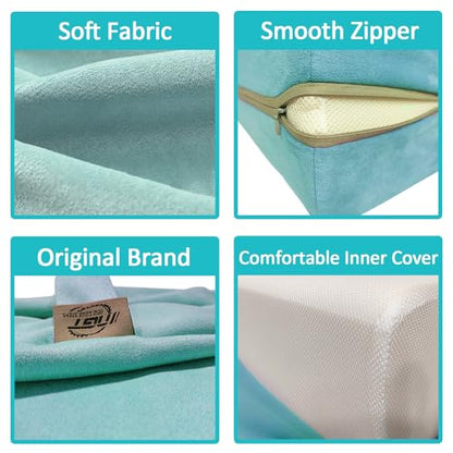 NGT new guide steps Yoga Bolster Pillow for Meditation and Support - Rectangular Yoga Cushion Foam Wedges Washable Suede Pillowcase for Men and Women with Carry Handles.…