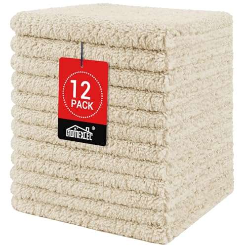 HOMEXCEL Washcloths 12PK, Ultra Soft&Highly Absorbent Face Towels, 12X12 in | Multi-Purpose Towels, Microfiber Wash Cloths for Bathroom, Hotel, Spa, Gym, and Kitchen, Machine Washable, Brown - color: Brown, size: 12 x 12 inch